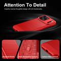 iPhone 18 Pro børstet TPU-deksel - karbonfiber - rød
