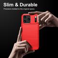 iPhone 18 Pro børstet TPU-deksel - karbonfiber - rød