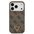 iPhone 18 Pro Guess 4G Strass Triangle Logo Gold Frame MagSafe-deksel - brun