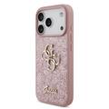 iPhone 18 Pro Guess Fixed Glitter 4G Metal Logo Deksel - Rosa