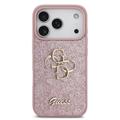iPhone 18 Pro Guess Fixed Glitter 4G Metal Logo Deksel - Rosa