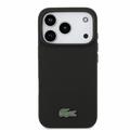 iPhone 18 Pro Lacoste Iconic Petit Pique Metal Logo-deksel - MagSafe-kompatibel - Svart