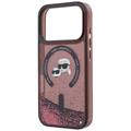 iPhone 18 Pro Max/17 Pro Max Karl Lagerfeld Liquid Glitter Karl & Choupette Heads MagSafe-deksel - Burgunderrød