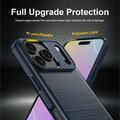 iPhone 18 Pro Max Børstet TPU-deksel - karbonfiber - blå