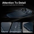 iPhone 18 Pro Max Børstet TPU-deksel - karbonfiber - blå