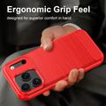 iPhone 18 Pro Max børstet TPU-deksel - karbonfiber - rød