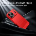 iPhone 18 Pro Max børstet TPU-deksel - karbonfiber - rød