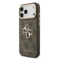 iPhone 18 Pro Max Guess 4G Metal Logo Gold Frame-deksel - brun