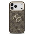 iPhone 18 Pro Max Guess 4G Metal Logo Gold Frame-deksel - brun