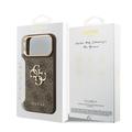 iPhone 18 Pro Max Guess 4G Metal Logo Gold Frame-deksel - brun