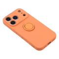 iPhone 18 Pro Max Flytende silikon-deksel med ringholder og håndleddsstropp - oransje