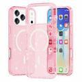 iPhone 18 Pro Max Stylish Glitter Series Hybrid-deksel - MagSafe-kompatibel - Rosa
