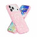 iPhone 18 Pro Max Stylish Glitter Series Hybrid-deksel - MagSafe-kompatibel - Rosa