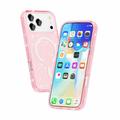 iPhone 18 Pro Max Stylish Glitter Series Hybrid-deksel - MagSafe-kompatibel - Rosa