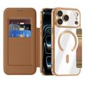 iPhone 18 Pro Max Stilig magnetisk flipp-deksel med RFID-kortspor - brun