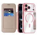 iPhone 18 Pro Max Stilig magnetisk flipp-deksel med RFID-kortspor - rosa