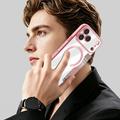iPhone 18 Pro Max Stilig magnetisk flipp-deksel med RFID-kortspor - rosa