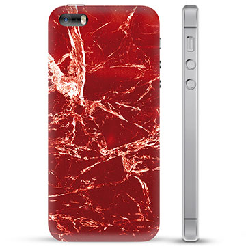 iPhone 5/5S/SE TPU-deksel - Rød Marmor