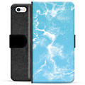 iPhone 5/5S/SE Premium Lommebok-deksel - Blå Marmor