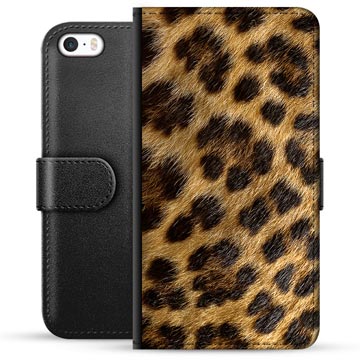 iPhone 5/5S/SE Premium Lommebok-deksel - Leopard