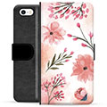 iPhone 5/5S/SE Premium Lommebok-deksel - Rosa Blomster
