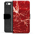 iPhone 5/5S/SE Premium Lommebok-deksel - Rød Marmor