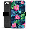 iPhone 5/5S/SE Premium Lommebok-deksel - Tropiske Blomster