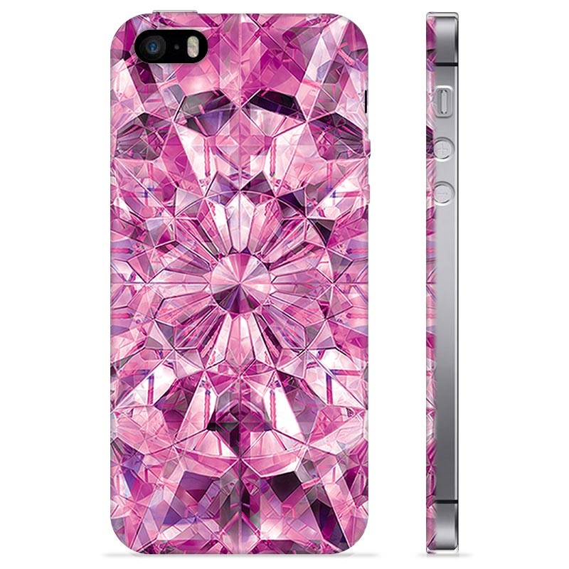iPhone 5/5S/SE TPU-deksel - Rosa Krystall