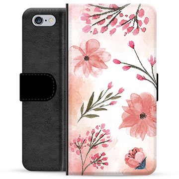 iPhone 6 / 6S Premium Lommebok-deksel - Rosa Blomster