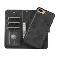 iPhone 7 Plus/8 Plus Vintage 2-i-1 lommeboketui med avtakbart deksel - svart