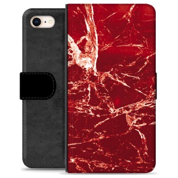 iPhone 7/8/SE (2020)/SE (2022) Premium Lommebok-deksel - Rød Marmor