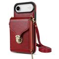 iPhone Air alt-i-ett-deksel med lommebok og stropp - rød