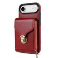 iPhone Air alt-i-ett-deksel med lommebok og stropp - rød