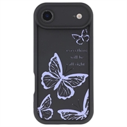 iPhone Air TPU-deksel med sommerfugltrykk - Lilla / svart