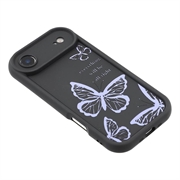 iPhone Air TPU-deksel med sommerfugltrykk - Lilla / svart