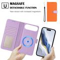 iPhone Air avtakbar lommebokveske med MagSafe, RFID-beskyttelse og håndrem - oransje / lilla