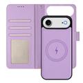 iPhone Air avtakbar lommebokveske med MagSafe, RFID-beskyttelse og håndrem - oransje / lilla