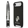 iPhone Air Karl Lagerfeld Saffiano Crossbody Metal Karl & Choupette Deksel - Svart