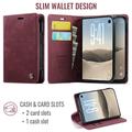 iPhone Duo Caseme 033 Lommebok-etui med kalvestruktur og RFID-blokkering - rød