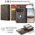 iPhone Duo Caseme C49 2-i-1 avtakbar lommebokveske - MagSafe-kompatibel, RFID - Kaffe