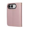 iPhone Duo Luksuriøst Vattert Lommeboketui - rosa gull