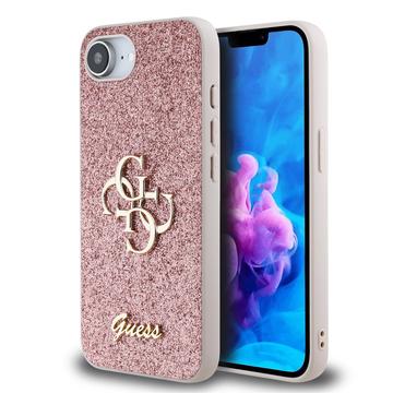 iPhone 16e Guess Fixed Glitter 4G Metal Logo Deksel - Rosa