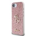 iPhone 16e Guess Fixed Glitter 4G Metal Logo Deksel - Rosa