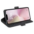 iPhone 16e lommebokveske med magnetisk lukking - kalvestruktur - svart
