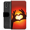 iPhone X / iPhone XS Premium Lommebok-deksel - Hjertesilhuett
