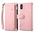 iPhone X/XS Esseble lommebokveske med glidelås og håndleddsstropp - rosa