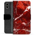 iPhone X / iPhone XS Premium Lommebok-deksel - Rød Marmor
