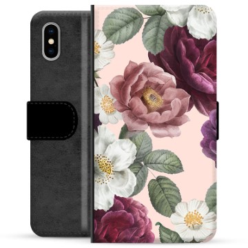 iPhone X / iPhone XS Premium Lommebok-deksel - Romantiske Blomster