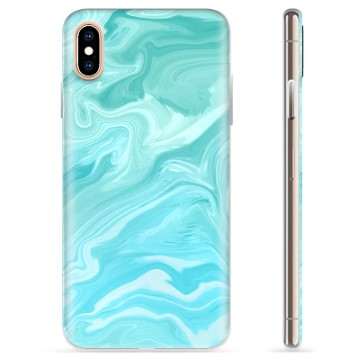 iPhone X / iPhone XS TPU-deksel - Blå Marmor
