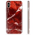 iPhone X / iPhone XS TPU-deksel - Rød Marmor